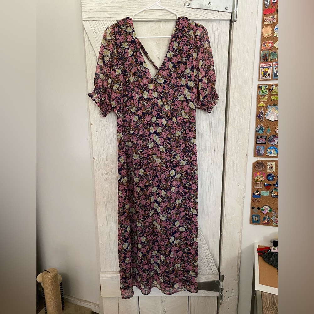 Floral Open Back Midi Dress
